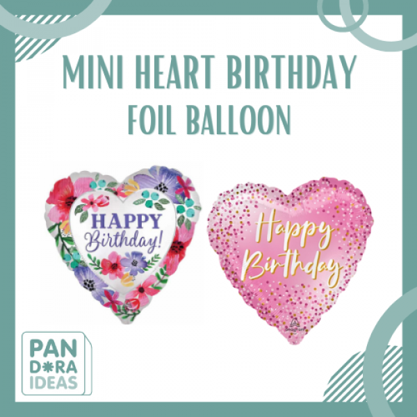 Mini Heart Birthday Foil Balloon | Balon Foil Mini Ulang Tahun